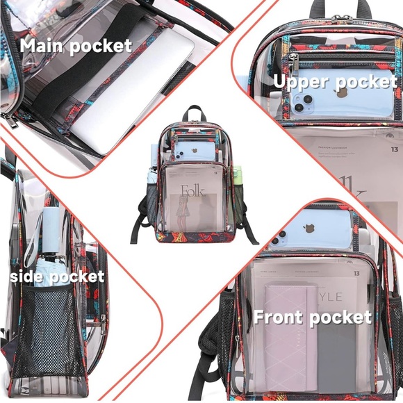 Clear Backpack Heavy Duty Backpacks Clear Bookbag Stadium Approved - Picture 8 of 8